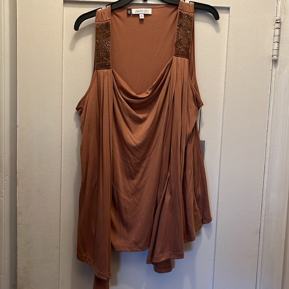 Jennifer Lopez Mocha Sleeveless Dress Top - size XL - Picture 4 of 4